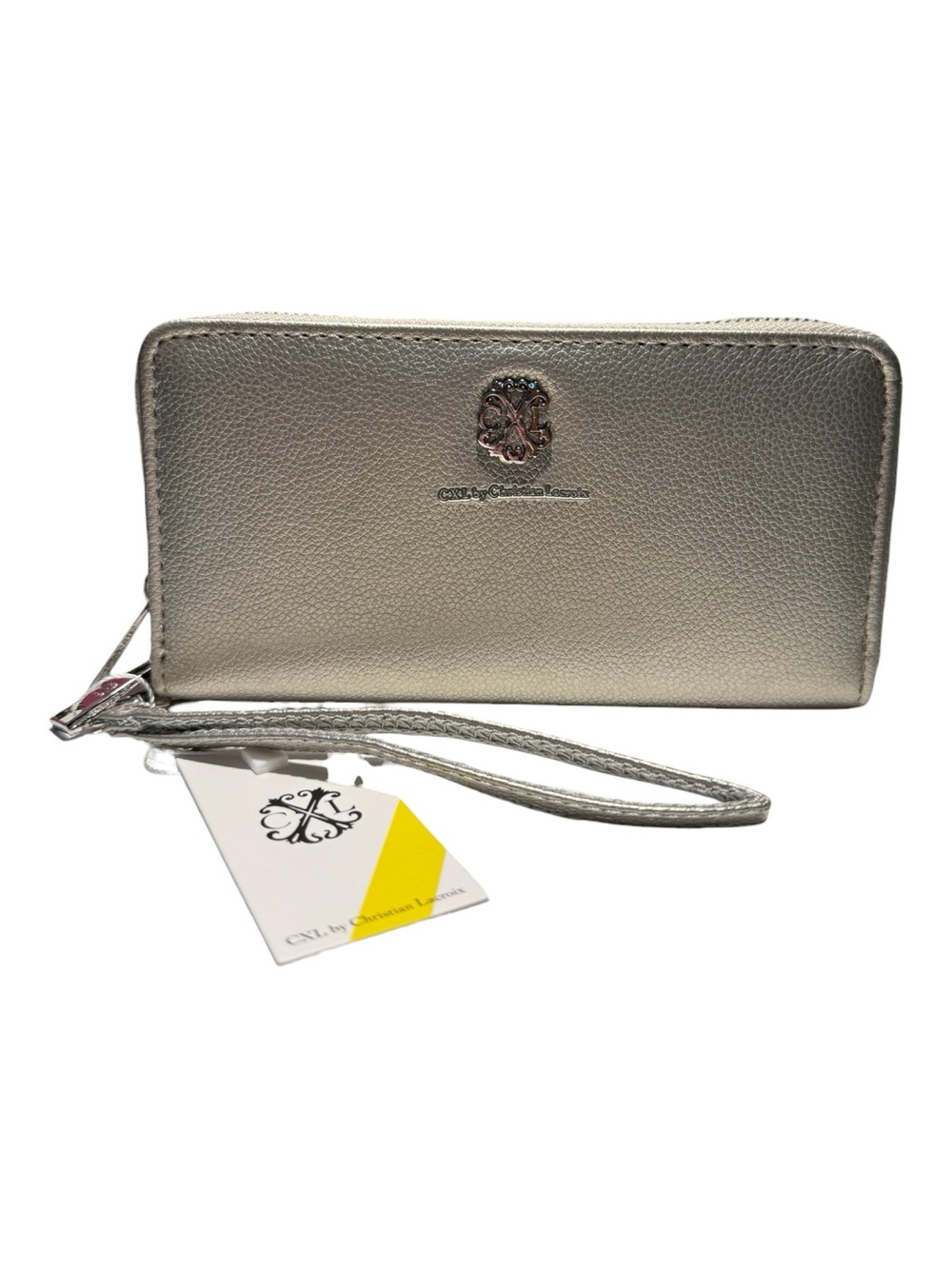 Christian Lacroix Brandy Pebble Double Zipper Wallet NWT Pewter